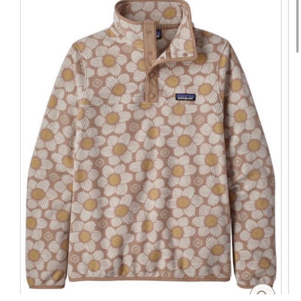 Patagonia Micro D Fleece Snap T Pullover Matilija Poppy Burst Pampas Tan Daisy L